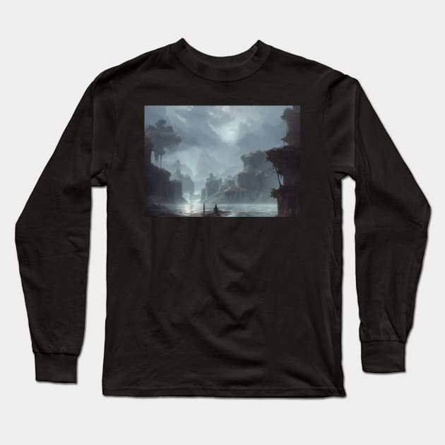 easy landscape, beautiful wall painting for living room grassy Long Sleeve T-Shirt by GoranDesign